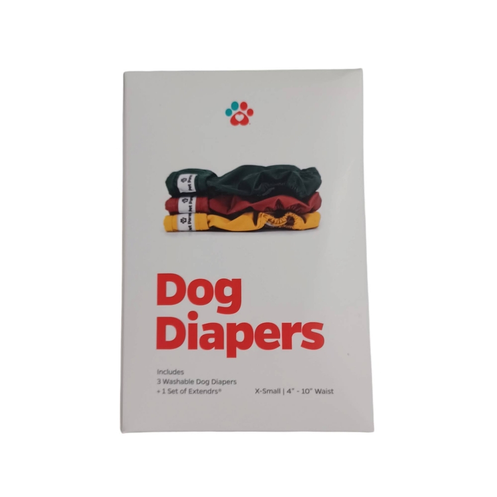 Dog Diapers 3 Pack NEW XS (4"-10" Waist) Green/Red/Yellow -Female -Pet Parents